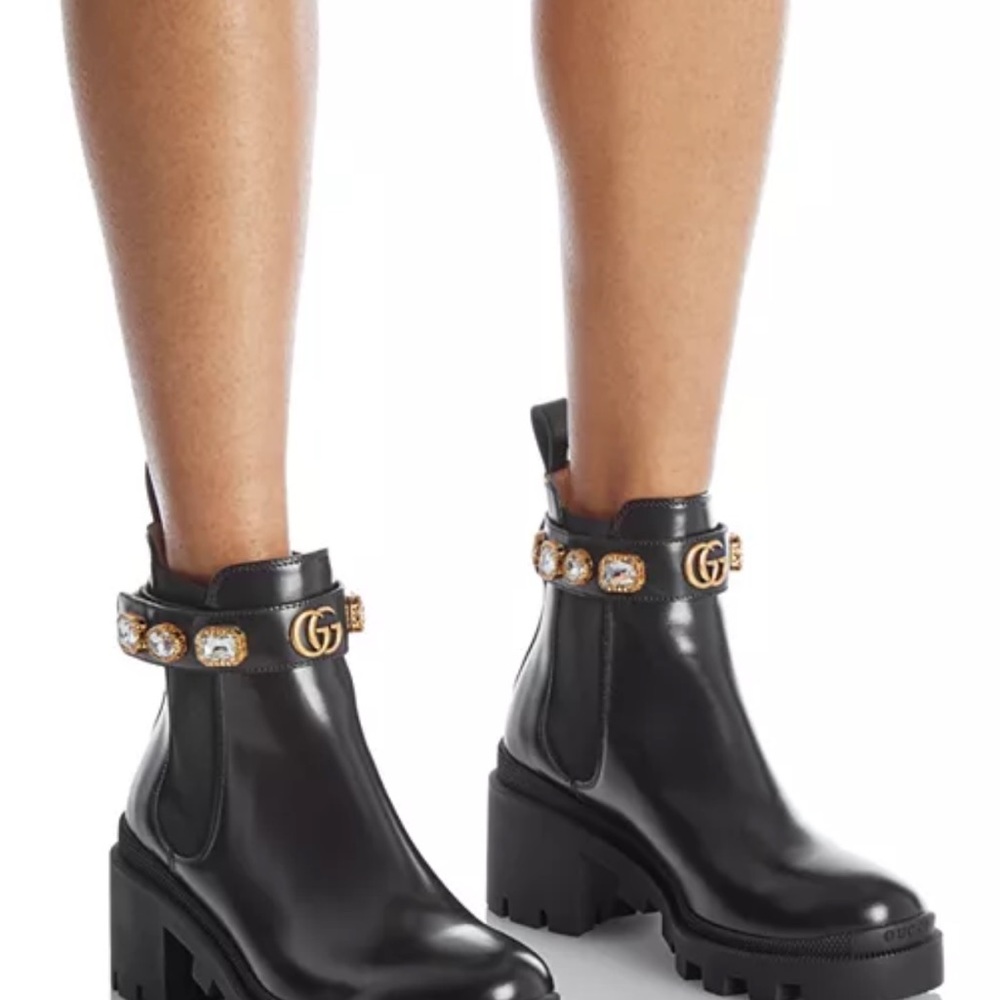 Gucci Black Leather Ankle Boots
